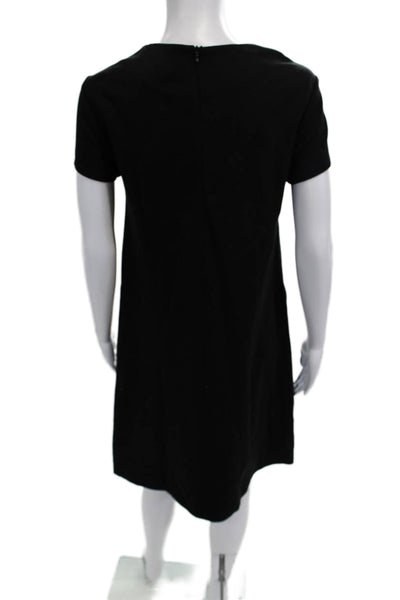 J. Mclaughlin Womens Shift T Shirt Dress Black Short Sleeve Midi Zip Size S