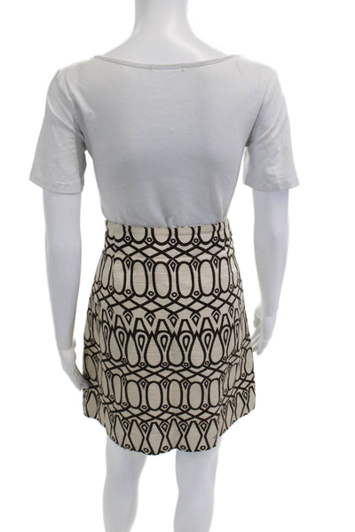 Taikonru Anthropologie Women A-Line Midi Skirt Beige Geometric Cotton Size M