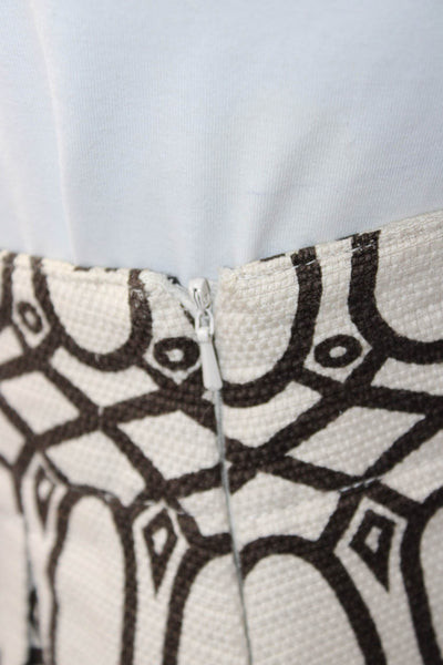 Taikonru Anthropologie Women A-Line Midi Skirt Beige Geometric Cotton Size M