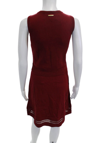 Michael Michael Kors Women Red Sweater Dress Sleeveless Knee Length Size S