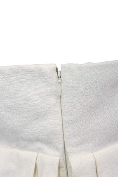 Delpozo Womens White Bodycon Pencil Dress V Neck Sleeveless Zip Size 40