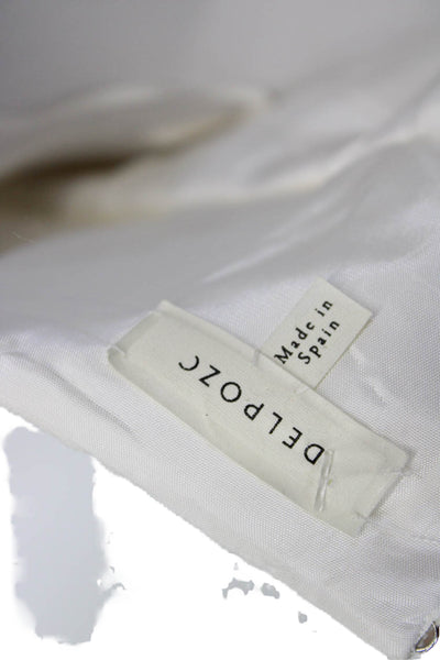 Delpozo Womens White Bodycon Pencil Dress V Neck Sleeveless Zip Size 40
