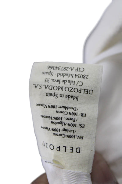 Delpozo Womens White Bodycon Pencil Dress V Neck Sleeveless Zip Size 40