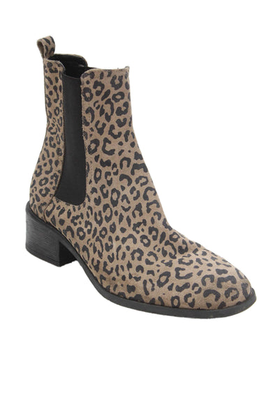 Kenneth Cole Reaction Womens Leather Animal Print Boots Brown Size 8