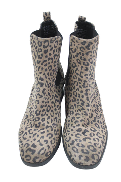 Kenneth Cole Reaction Womens Leather Animal Print Boots Brown Size 8