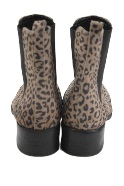 Kenneth Cole Reaction Womens Leather Animal Print Boots Brown Size 8