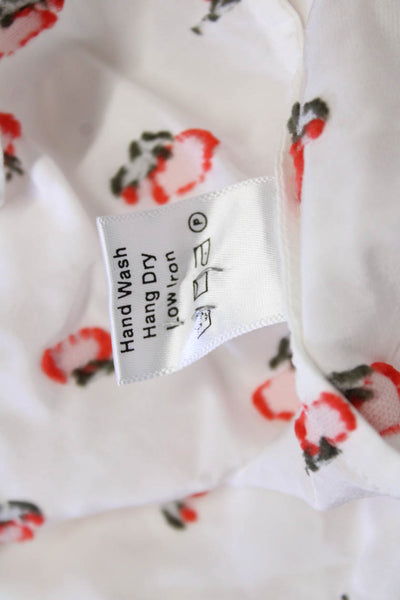 Ann Mashburn Women Red Floral Tunic Long Sleeve Cotton Size S