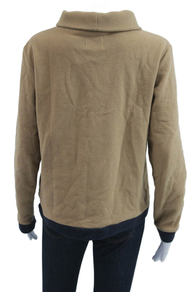Dudley Stephens Unisex Pullover Sweater Tan Mock Neck Long Sleeve Size L