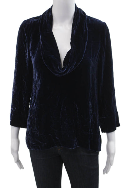 Ann Mashburn Women Dark Blue 3/4 Sleeve Blouse Polyester Size S