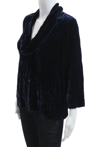 Ann Mashburn Women Dark Blue 3/4 Sleeve Blouse Polyester Size S