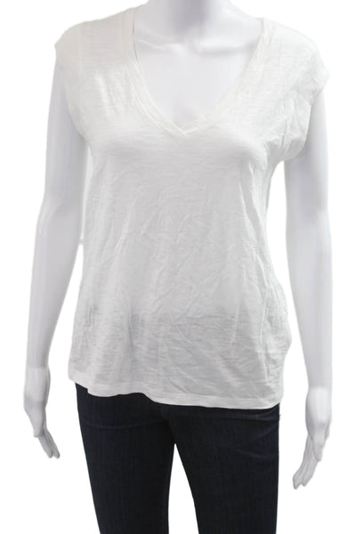 Lilla P Womens Basic V-Neck Short Sleeve White T-Shirt Size S
