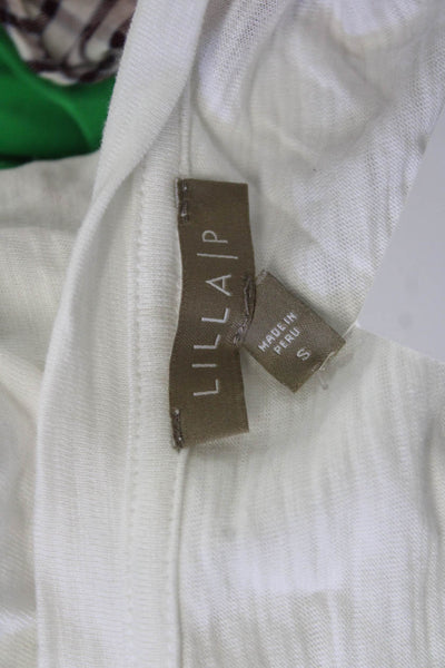 Lilla P Womens Basic V-Neck Short Sleeve White T-Shirt Size S