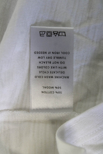 Lilla P Womens Basic V-Neck Short Sleeve White T-Shirt Size S
