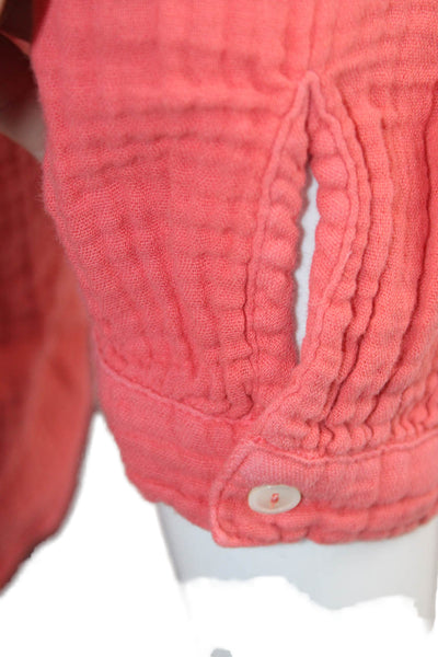 Velvet Womens Pink Cotton Collared Button Up Blouse 3/4 Sleeve Size S