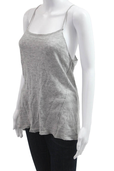 Eileen Fisher Womens Sleeveless Linen Camisole Gray Round Neck Size S