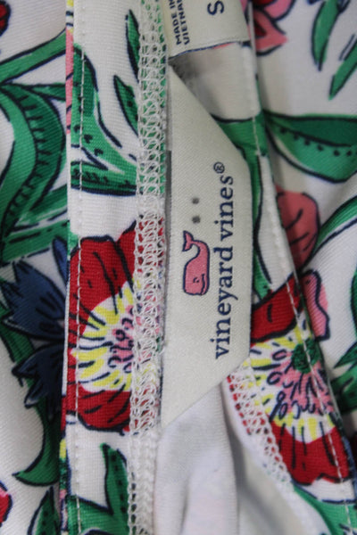 Vineyard Vines Womens Blue Floral Long Sleeve Round Neck T-Shirt Size S