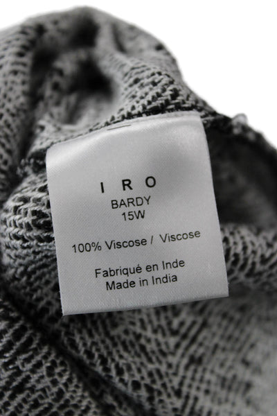 IRO Women Black Herringbone Viscose Crew Neck Pullover 3/4 Sleeve Size 34