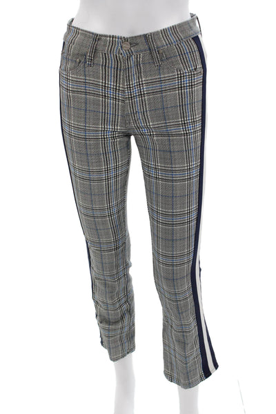 Mother Women Cropped Ankle Plaid Gray Pants Size 24