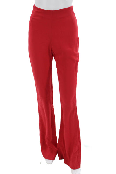 SemSem Womens Dress Pants Red Cotton Blend Hook Eye Size 38