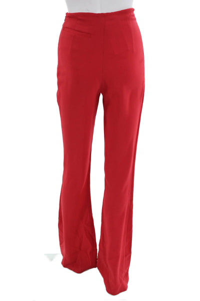 SemSem Womens Dress Pants Red Cotton Blend Hook Eye Size 38