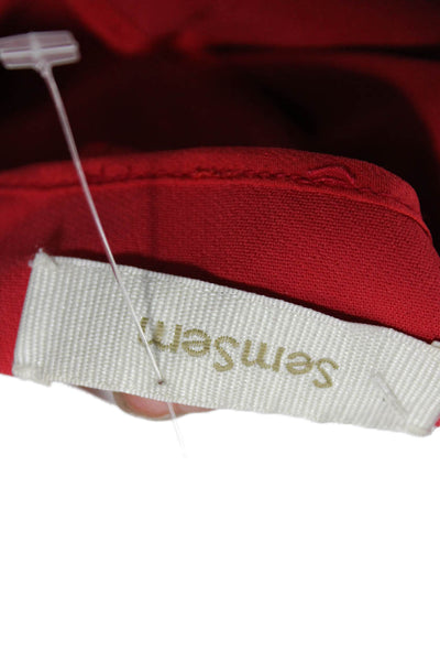 SemSem Womens Dress Pants Red Cotton Blend Hook Eye Size 38