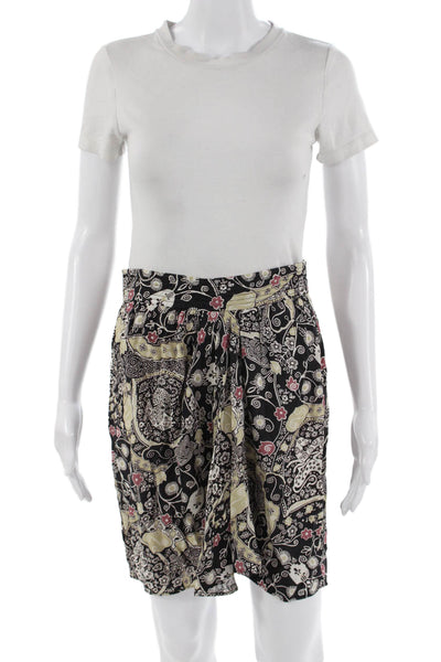 Isabel Marant Women Pleated Paisley Short Skirt Black Size 38W