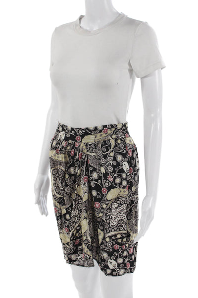 Isabel Marant Women Pleated Paisley Short Skirt Black Size 38W