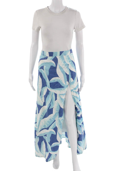 Island Company Women Blue Floral Wrap Maxi Skirt 55% Viscose Rayon Size 6