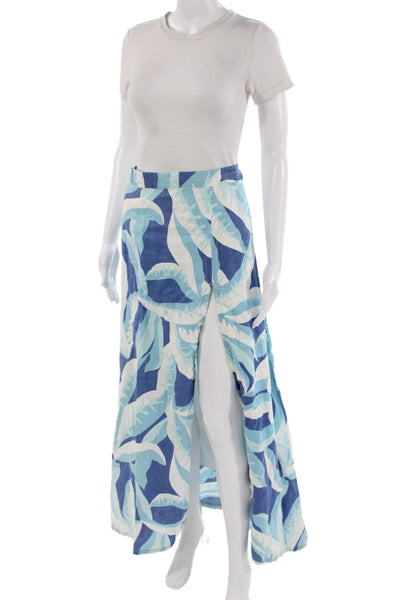 Island Company Women Blue Floral Wrap Maxi Skirt 55% Viscose Rayon Size 6
