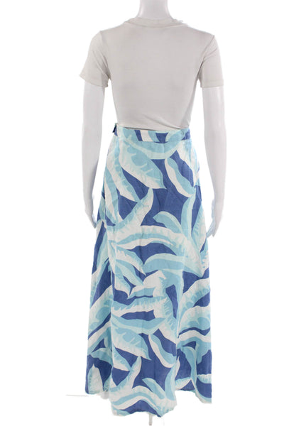 Island Company Women Blue Floral Wrap Maxi Skirt 55% Viscose Rayon Size 6