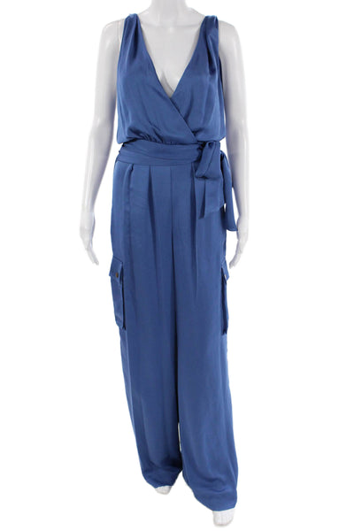 Ramy Brook Women Jumpsuit Blue V Neck Sleeveless 100% Polyester Size XS