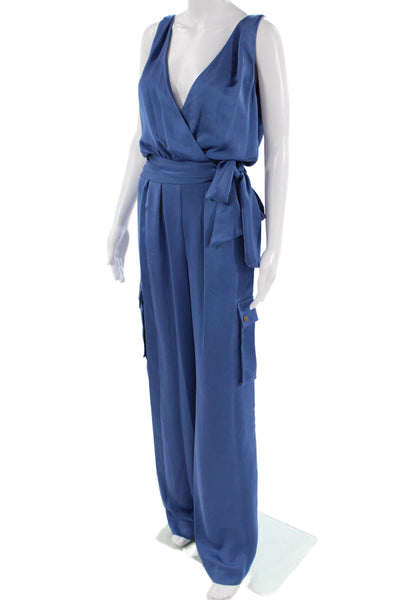 Ramy Brook Women Jumpsuit Blue V Neck Sleeveless 100% Polyester Size XS