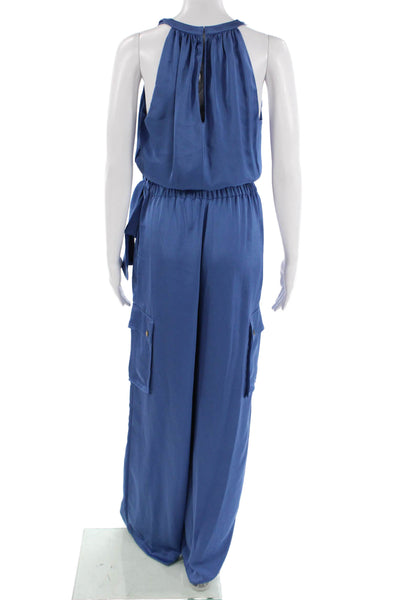 Ramy Brook Women Jumpsuit Blue V Neck Sleeveless 100% Polyester Size XS