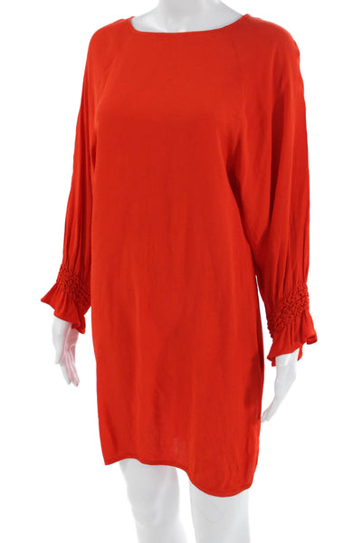 Maje Womens Shift Dress Red Long Sleeve Viscose Bohemian Short Size S