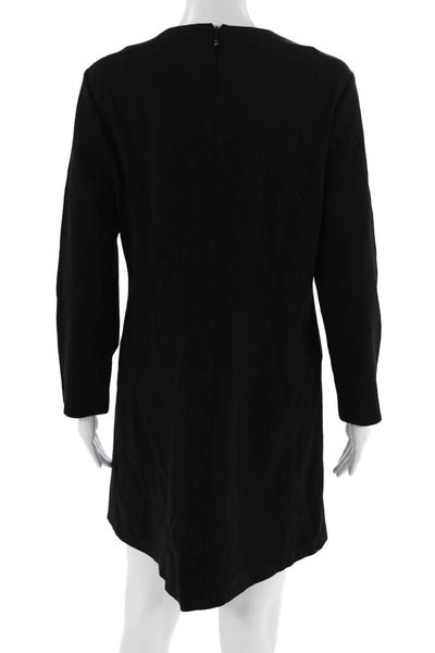 Cynthia Steffe Womens Sheath Wrap Dress Black V-Neck Long Sleeve Zip Size 10