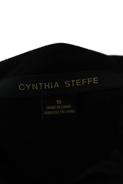 Cynthia Steffe Womens Sheath Wrap Dress Black V-Neck Long Sleeve Zip Size 10