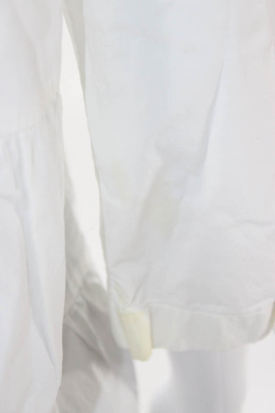 COS Womens Tunic Blouse High Neck Button 3/4 Sleeve Cotton White Size 6