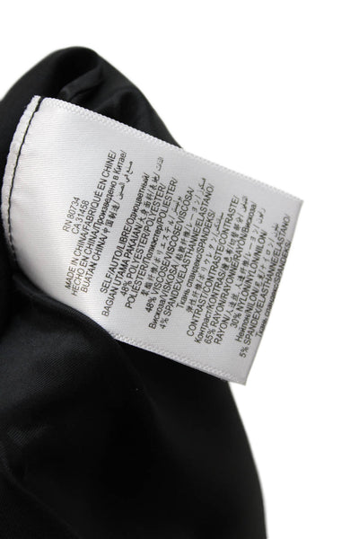BCBGMAXAZRIA Women Overcoat Blazer Black Striped V-Neck Long Sleeve Size L