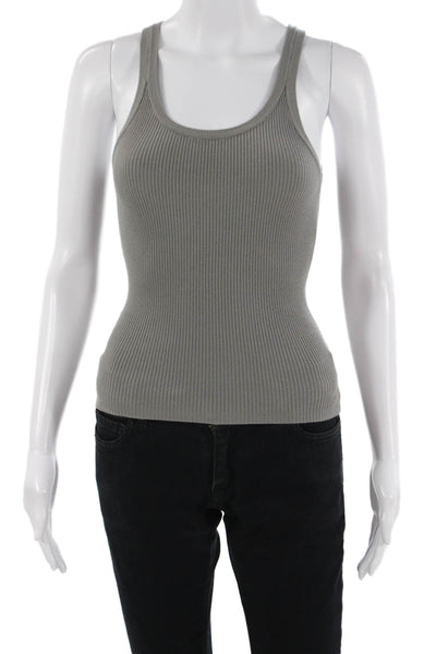 MNG Womens Basic Gray Cotton Blend Sleeveless Round Neck Tank Size S