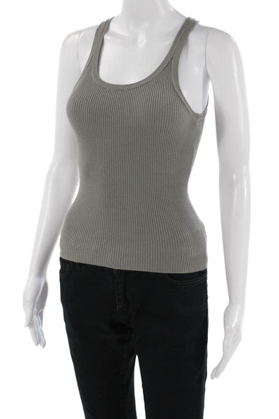 MNG Womens Basic Gray Cotton Blend Sleeveless Round Neck Tank Size S