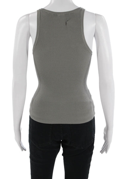 MNG Womens Basic Gray Cotton Blend Sleeveless Round Neck Tank Size S