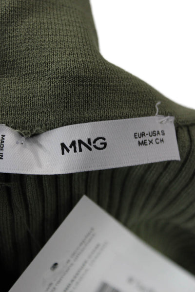 MNG Womens Cropped V-Neck Button Tank Top Green 90s Size S