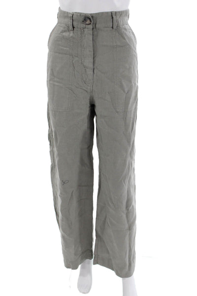 Zara Womens Cargo Chino Pants Gray Linen Blend Button Waist Size M