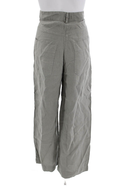 Zara Womens Cargo Chino Pants Gray Linen Blend Button Waist Size M