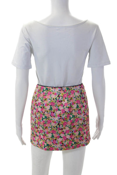 For Love & Lemons Womens Mini Straight Pencil Skort Black Floral Size XS