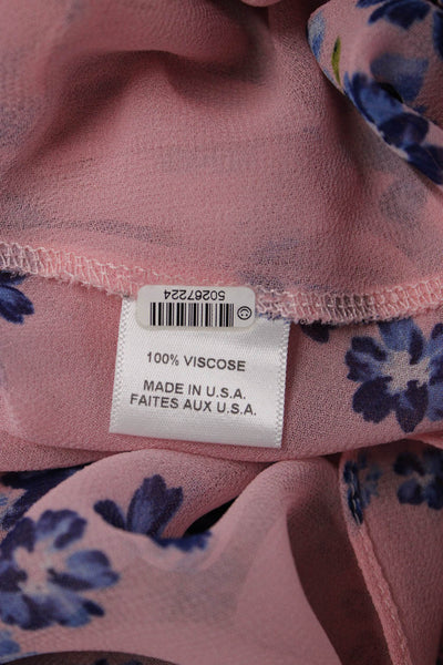 Misa Women Peasant Mini Skirt Pink Floral Viscose Size XS