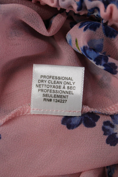 Misa Women Peasant Mini Skirt Pink Floral Viscose Size XS