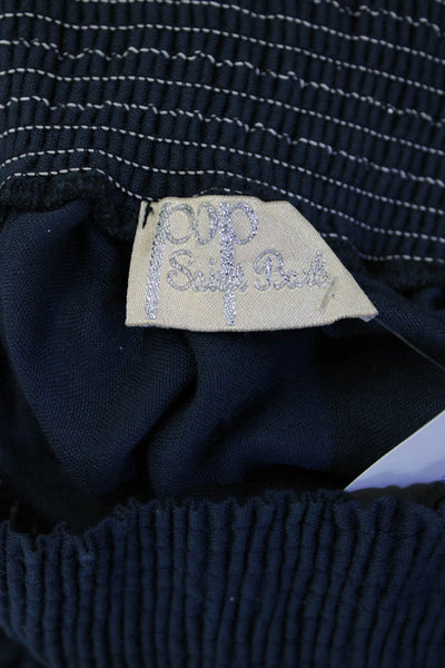 Pop Saint Barth Womens Peasant Mini Skirt Dark Blue 55% Viscose Size XS