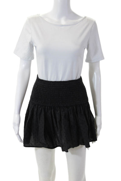 marysia Womens Peasant Mini Skirt Black Polka Dot Cotton Size XS