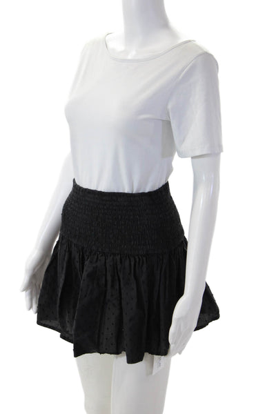 marysia Womens Peasant Mini Skirt Black Polka Dot Cotton Size XS